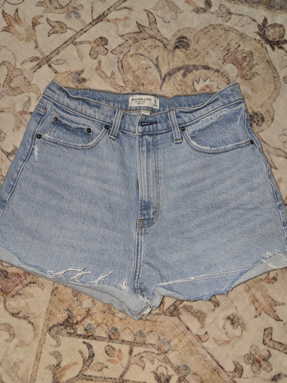 Abercrombie & Fitch Light Blue High-Waist Denim Mom Shorts